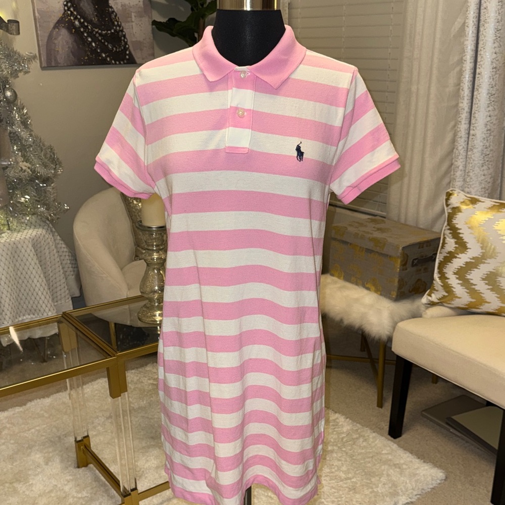 Ralph Lauren Pink and White Polo Dress